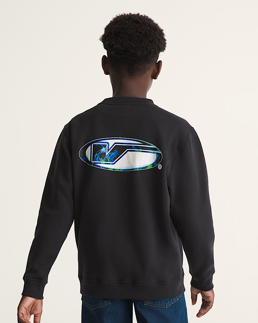 Kids Bevel Flame Crew Sweatshirt VANS Black ALT3