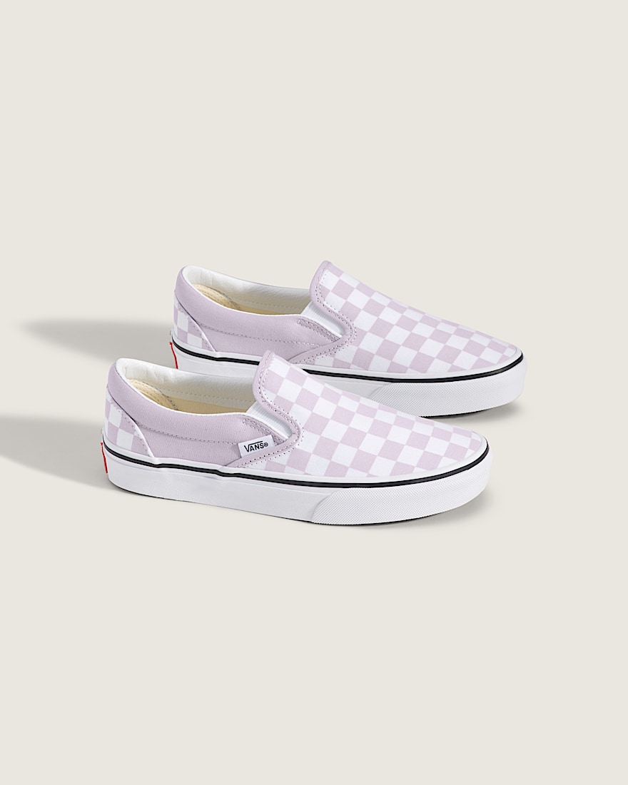 Big Kids Classic SlipOn Checkerboard Shoe VANS Checkerboard Lilac Mist Purple ALT1