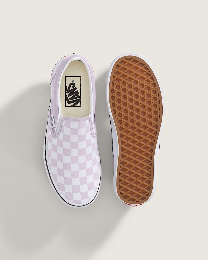 Big Kids Classic SlipOn Checkerboard Shoe VANS Checkerboard Lilac Mist Purple ALT2