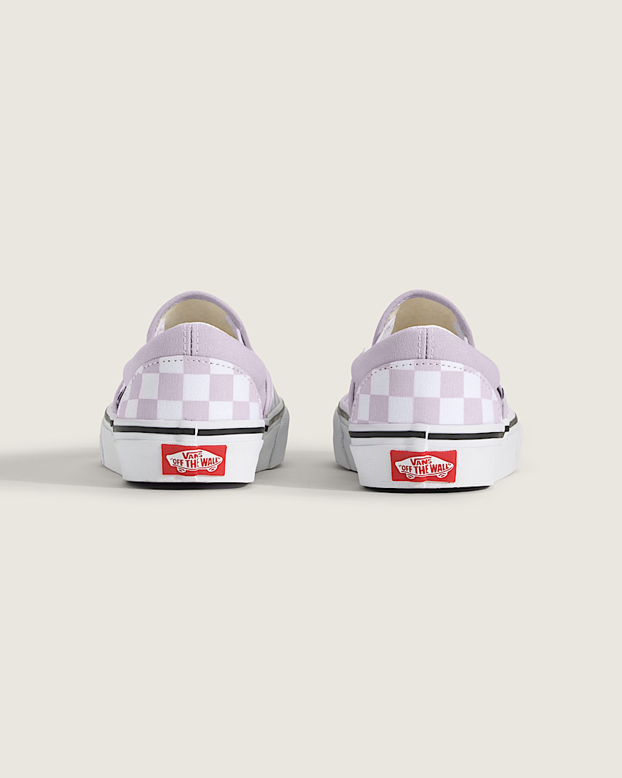 Big Kids Classic SlipOn Checkerboard Shoe VANS Checkerboard Lilac Mist Purple ALT3