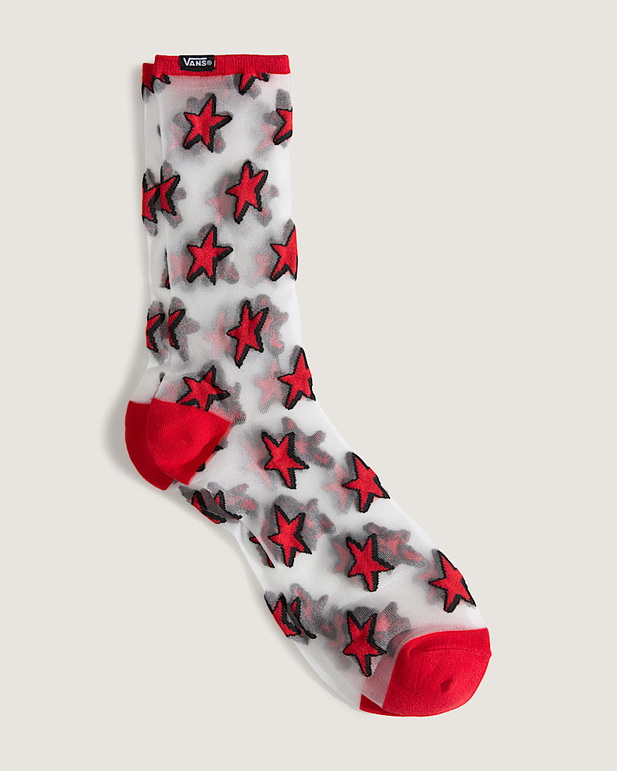 Hazy Sheer Crew Socks VANS Racing Red ALT1