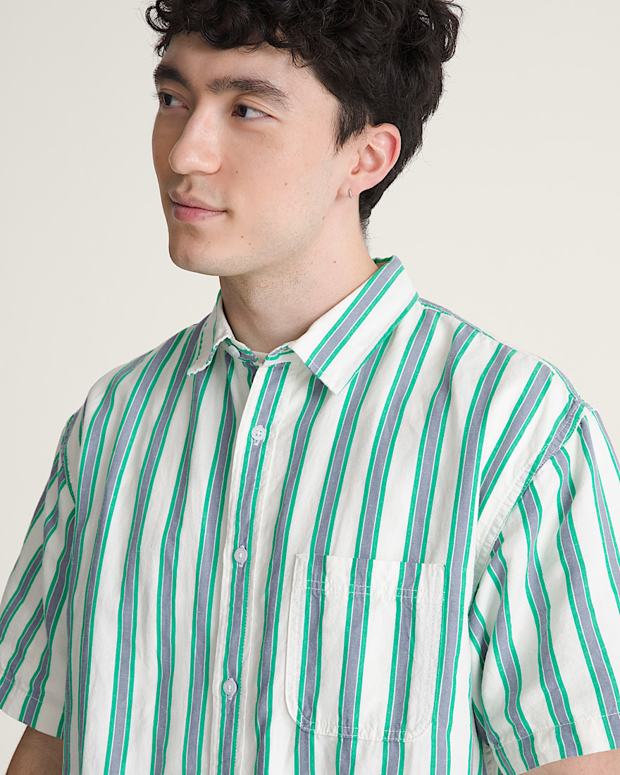 Lawson Stripe Shirt VANS White  Vivid Verdant Green ALT4
