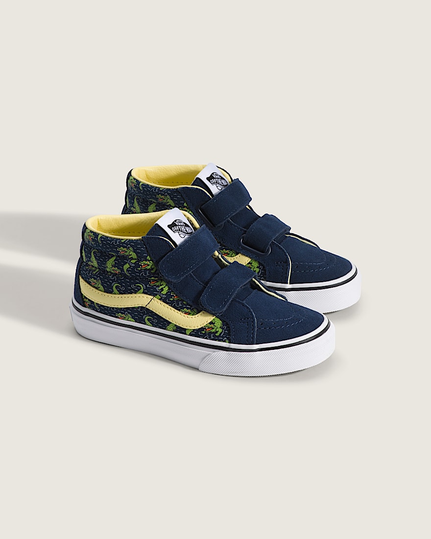 Little Kids Sk8Mid V Shoe VANS GlowintheDark Navy Blue  Yellow ALT1