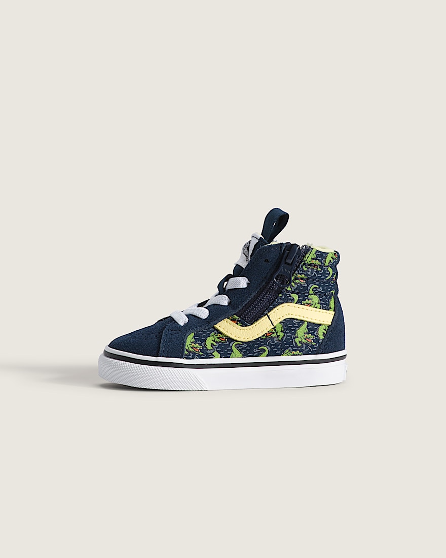 Toddler Sk8Hi Side Zip Shoe VANS GlowintheDark Navy Blue  Yellow HERO