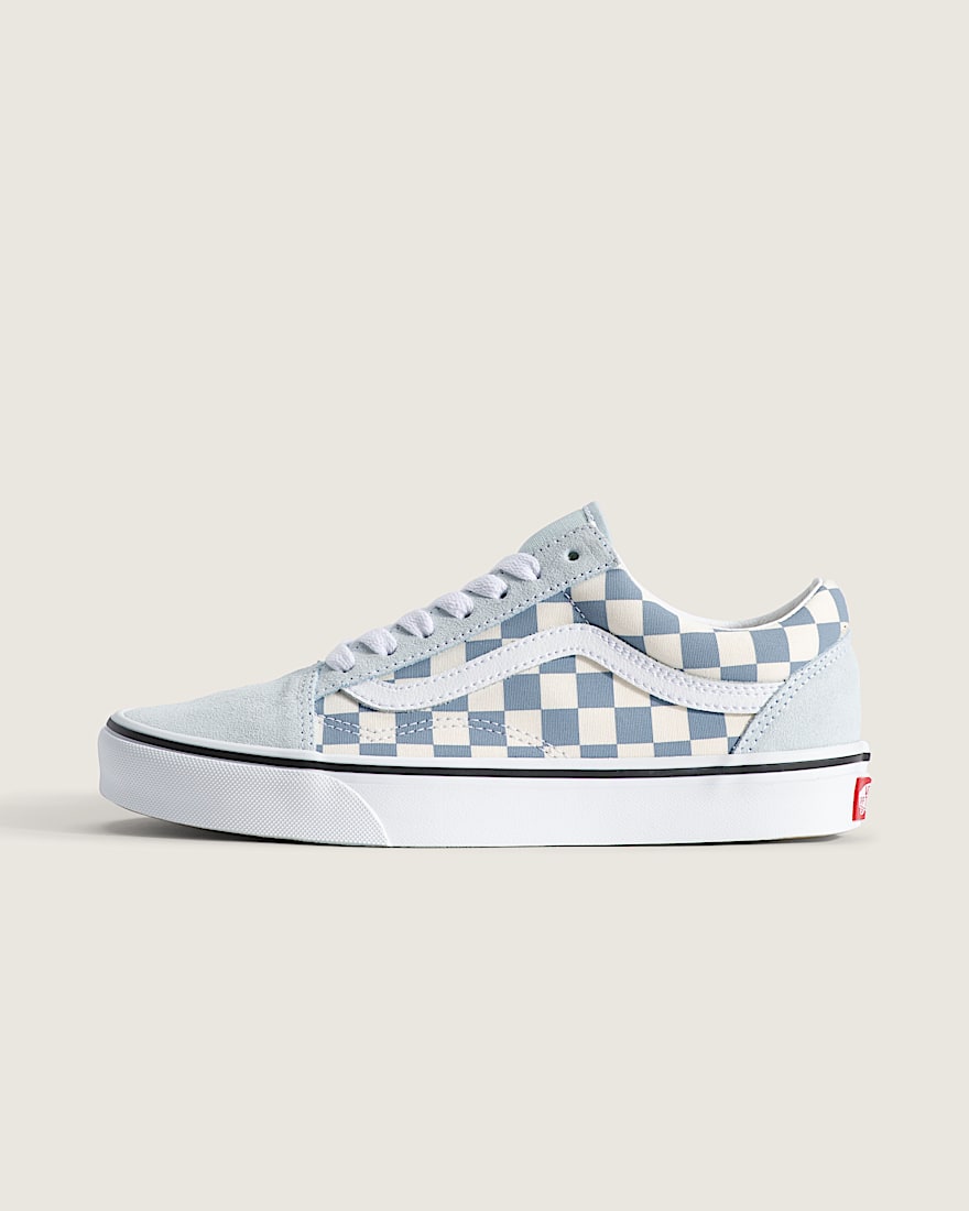 Old Skool Checkerboard Shoe VANS Checkerboard Dawn Mist Blue HERO