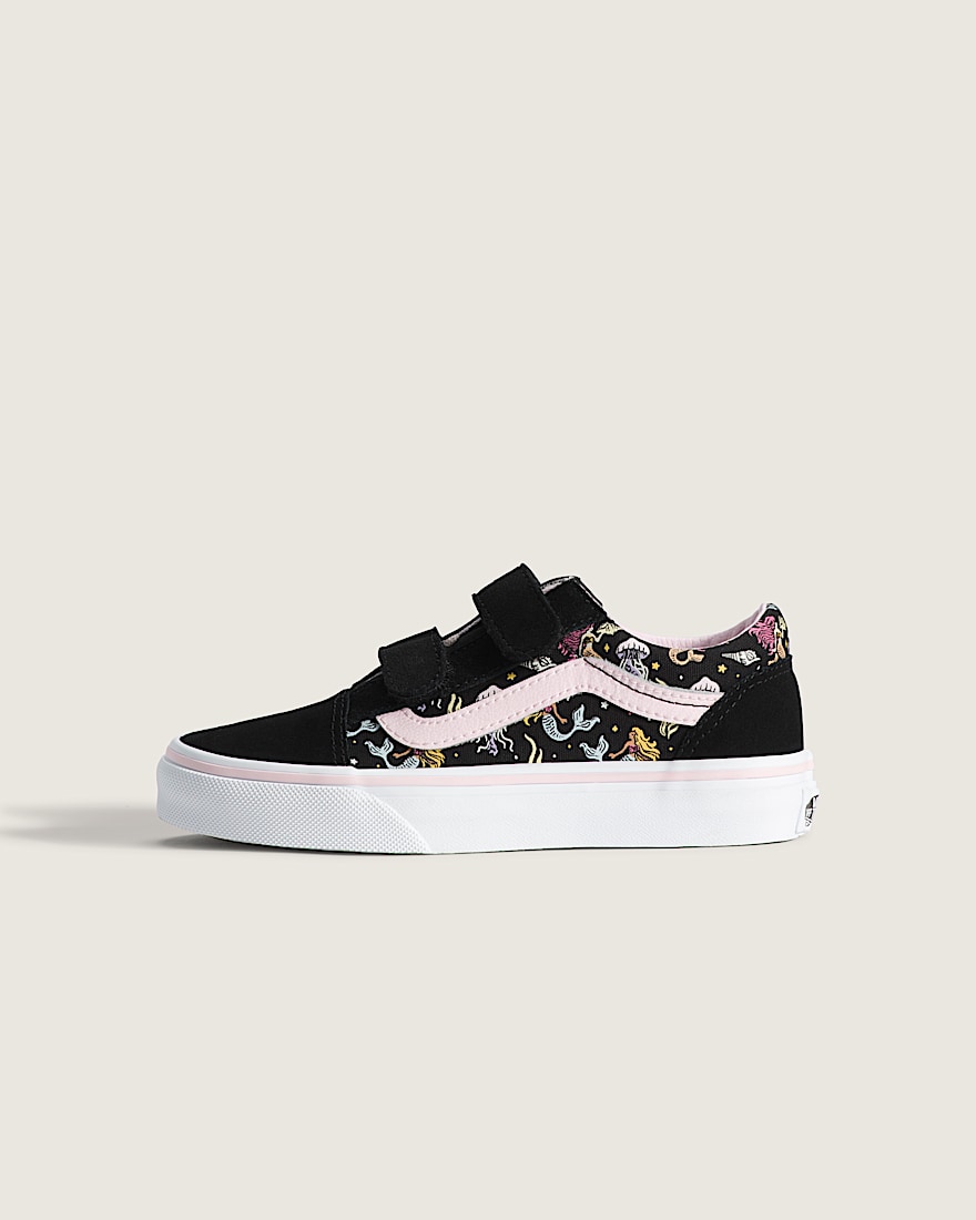 Little Kids Old Skool V Shoe VANS GlowintheDark Black  Pastel Pink HERO