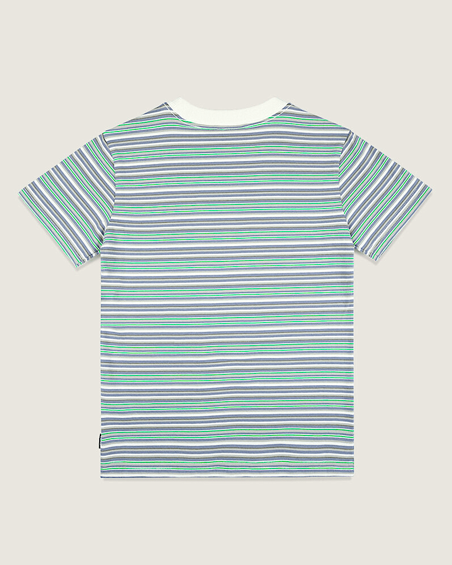 Little Kids Cameron Check Stripe Knit Shirt VANS Marshmallow White   Glacial Slate Blue ALT1