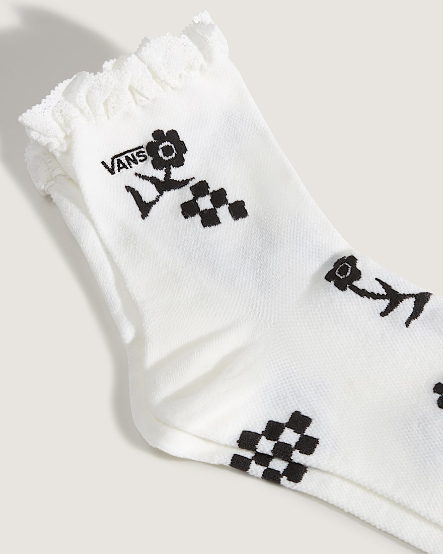 Sereno Lace Crew Socks VANS Marshmallow White  Black ALT2