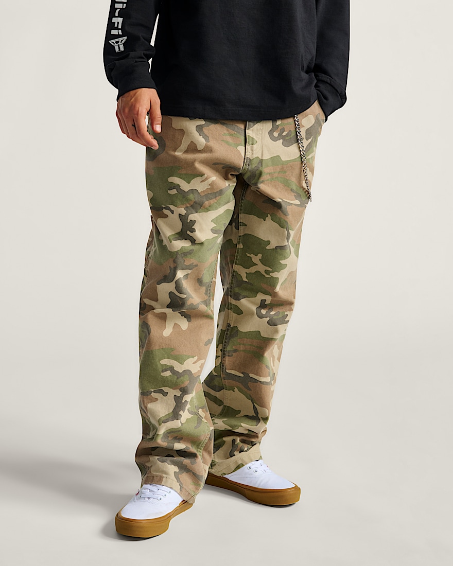 Drill Chore Carpenter Loose Denim Pants VANS Vintage Camo Black HERO