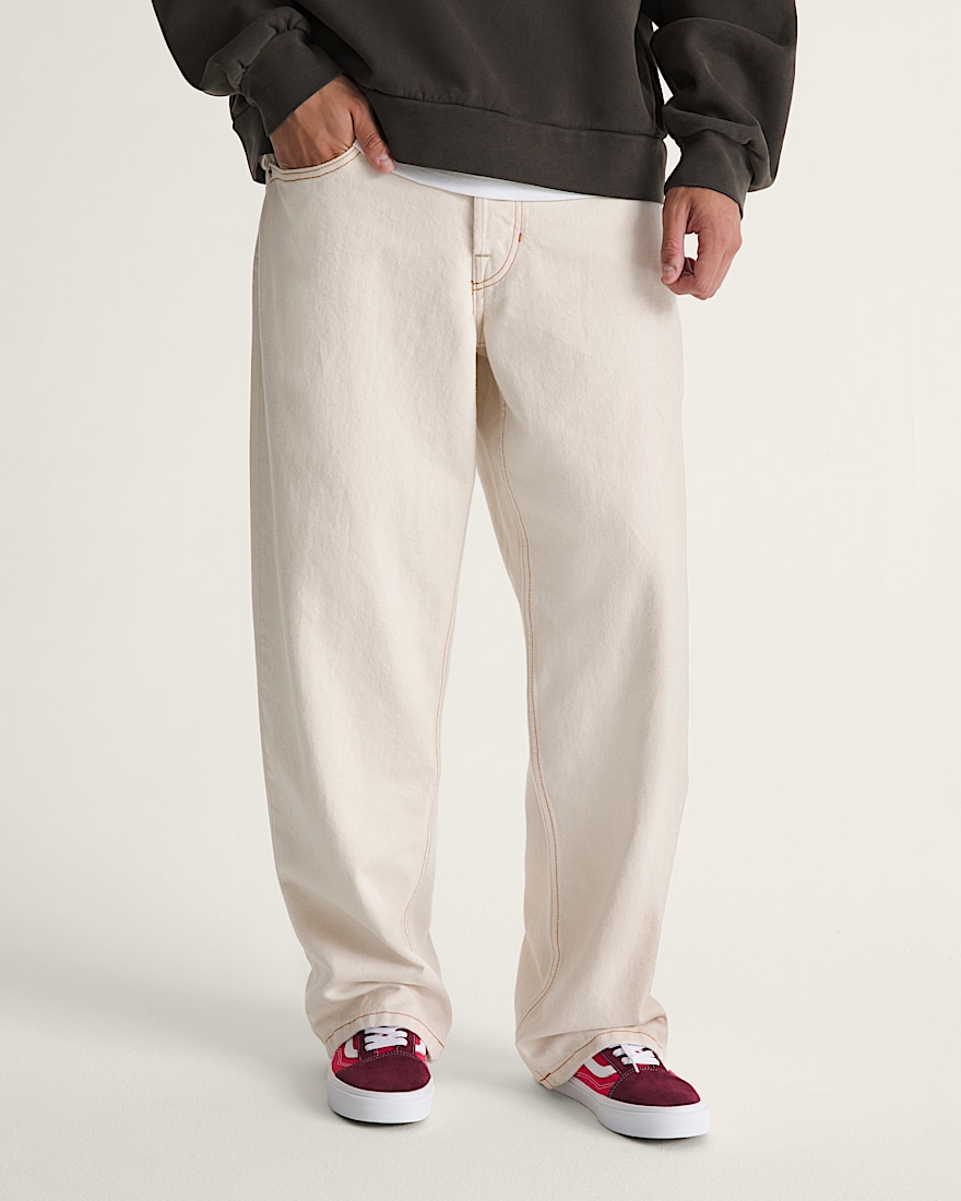 Premium Check5 Loose Denim Pants VANS Natural Seed Beige HERO