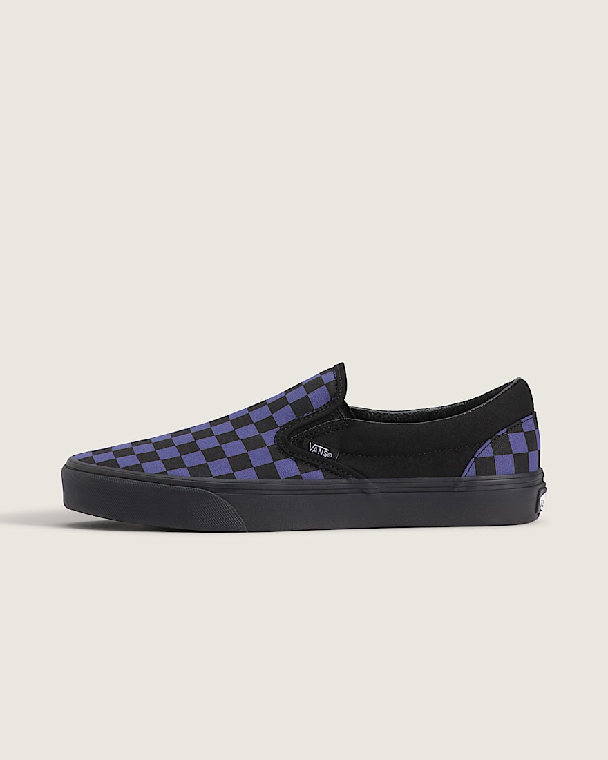 Classic SlipOn Checkerboard Shoe VANS Checkerboard Black Twilight Haze Blue HERO
