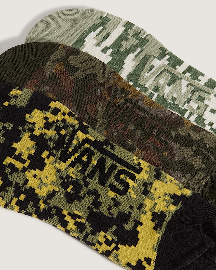 Printed Canoodle Socks 3Pack VANS Neutral Olive Green  Marshmallow White ALT2
