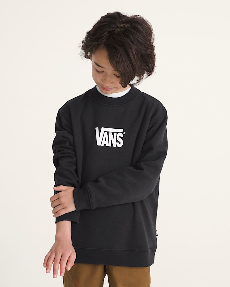Kids Stretch Logo Crew Sweatshirt VANS Black  White ALT2