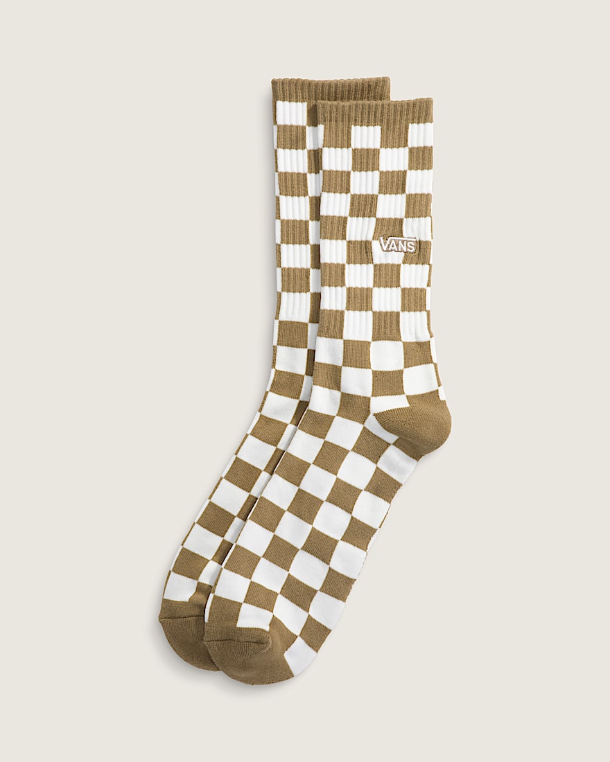 Checkerboard Crew Socks VANS Olive Brown HERO