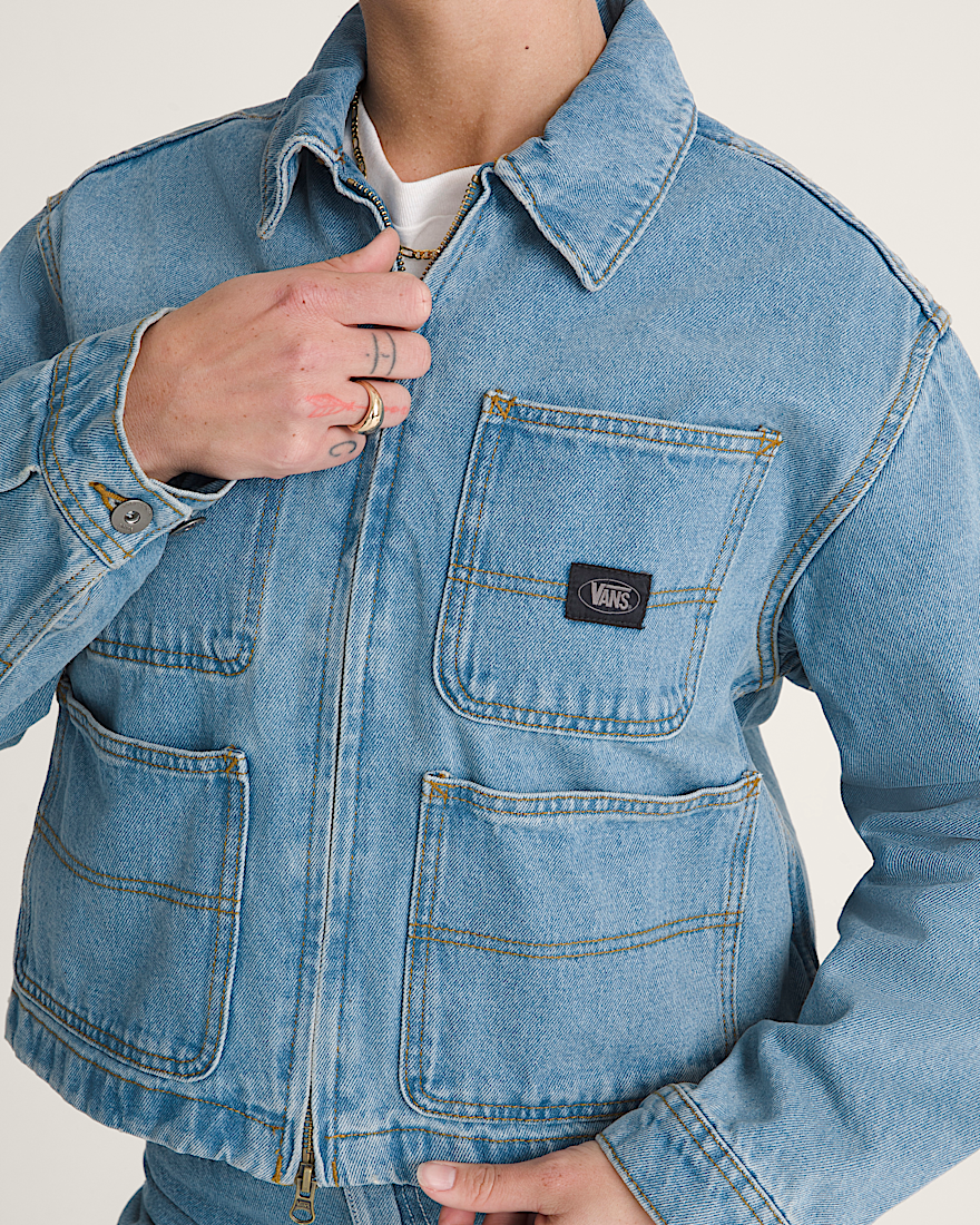 Emily Boxy Work Wear Jacket VANS Stonewash Blue ALT5