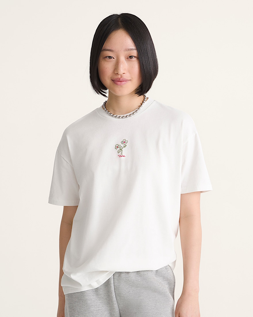 Hand Drawn Floral TShirt VANS Marshmallow White ALT2