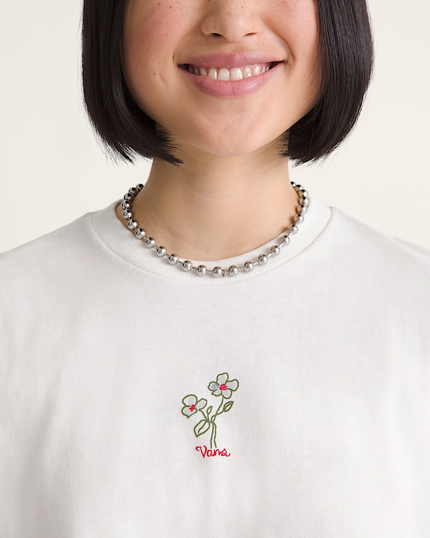 Hand Drawn Floral TShirt VANS Marshmallow White ALT4