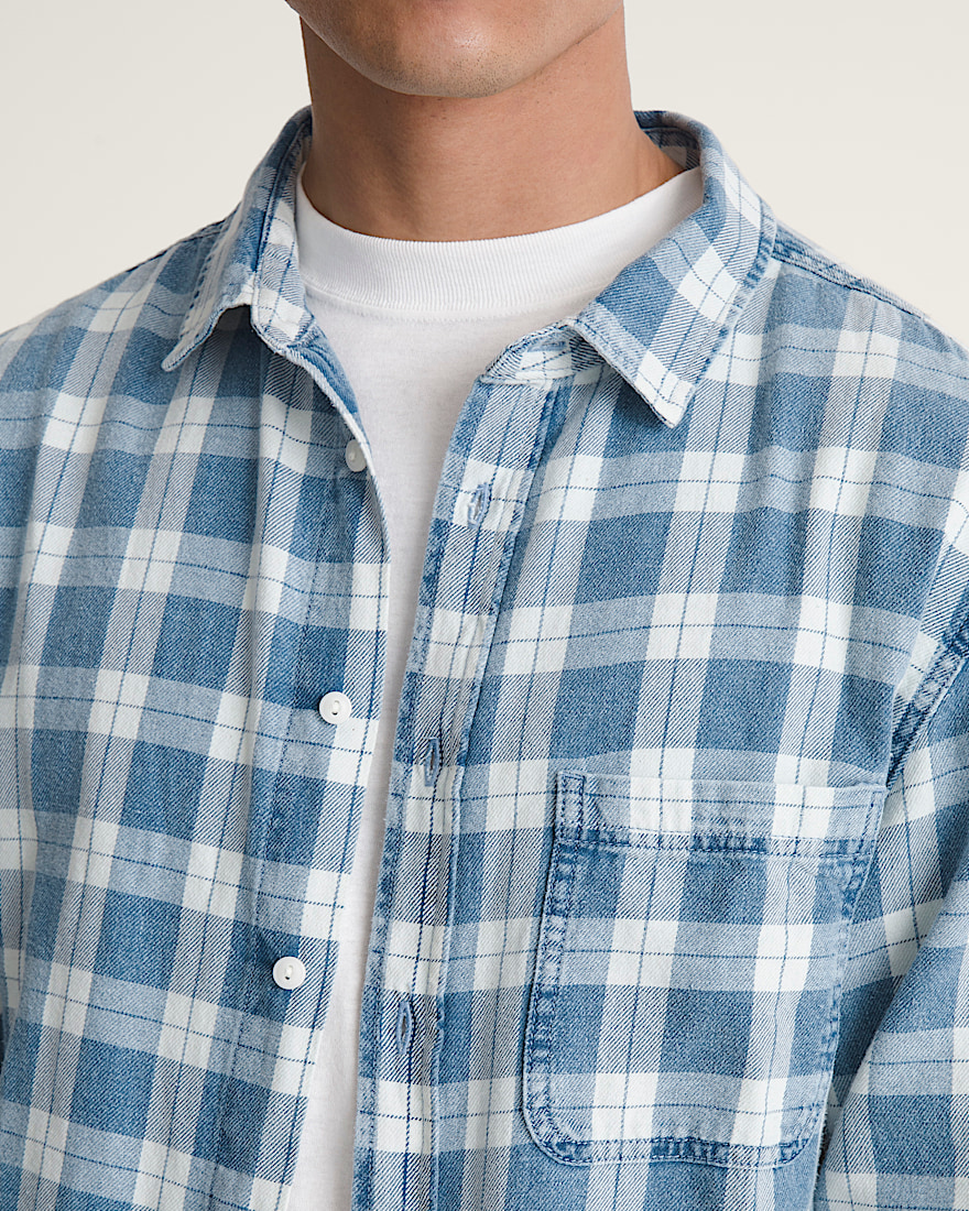 Lawson Solid Oxford Long Sleeve Shirt VANS Bleach Indigo ALT4