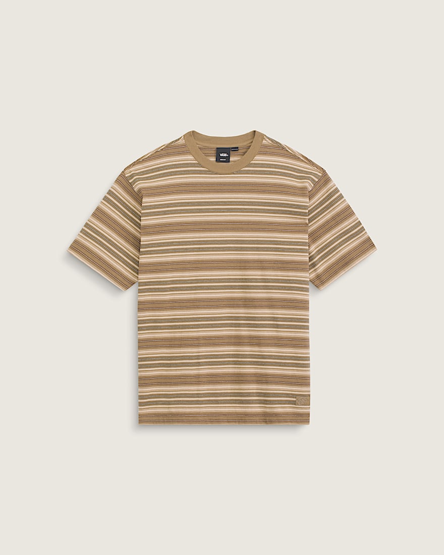 Ringer Striped Knit Shirt VANS Olive Brown HERO