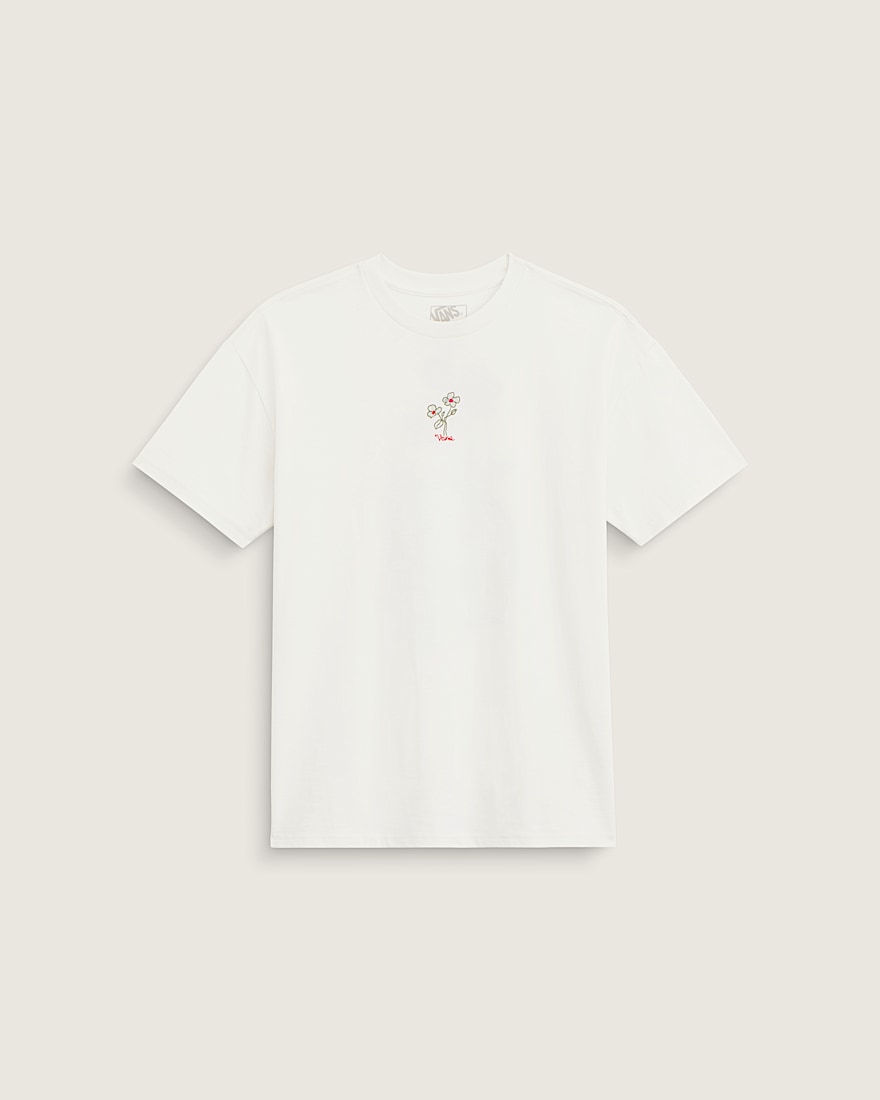 Hand Drawn Floral TShirt VANS Marshmallow White ALT1