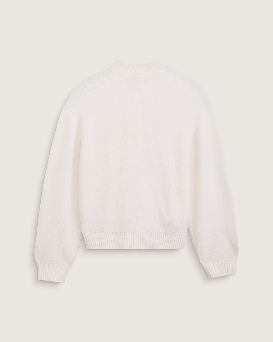 Teddy Round Neck Cardigan VANS Egret White ALT1