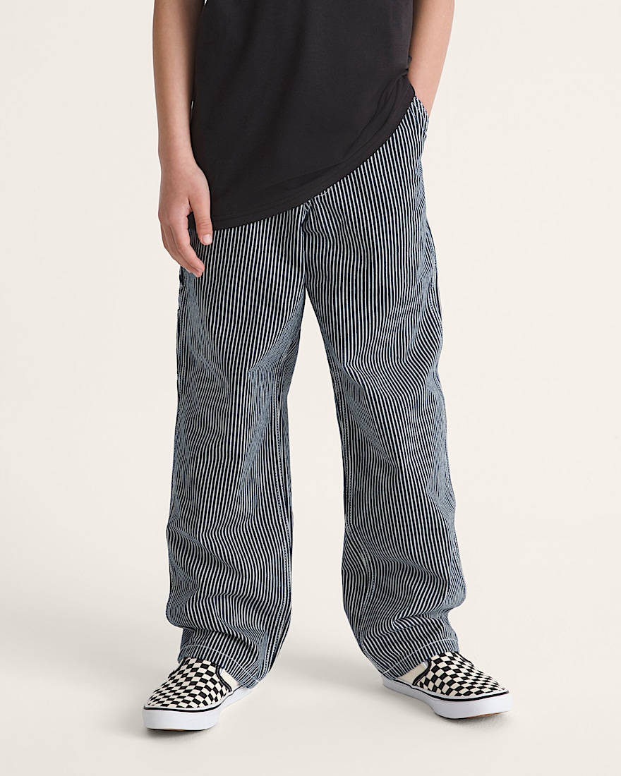 Kids Drill Chore Carpenter Loose Stripe Pants VANS Indigo ALT2