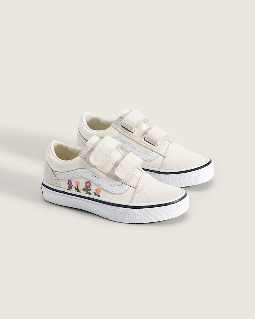 Little Kids Old Skool V Shoe VANS Floral Embroidery Marshmallow ALT1