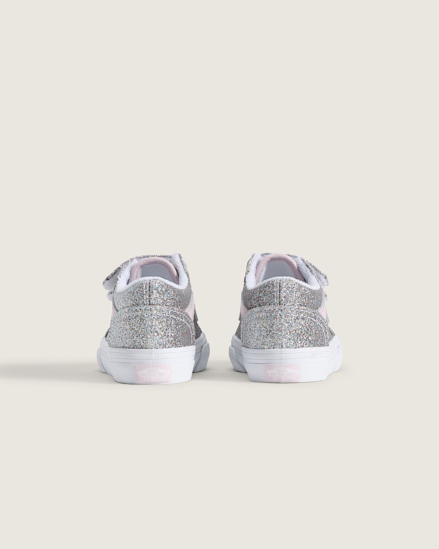 Toddler Old Skool V Shoe VANS Glitter Silver Pale Petal ALT3