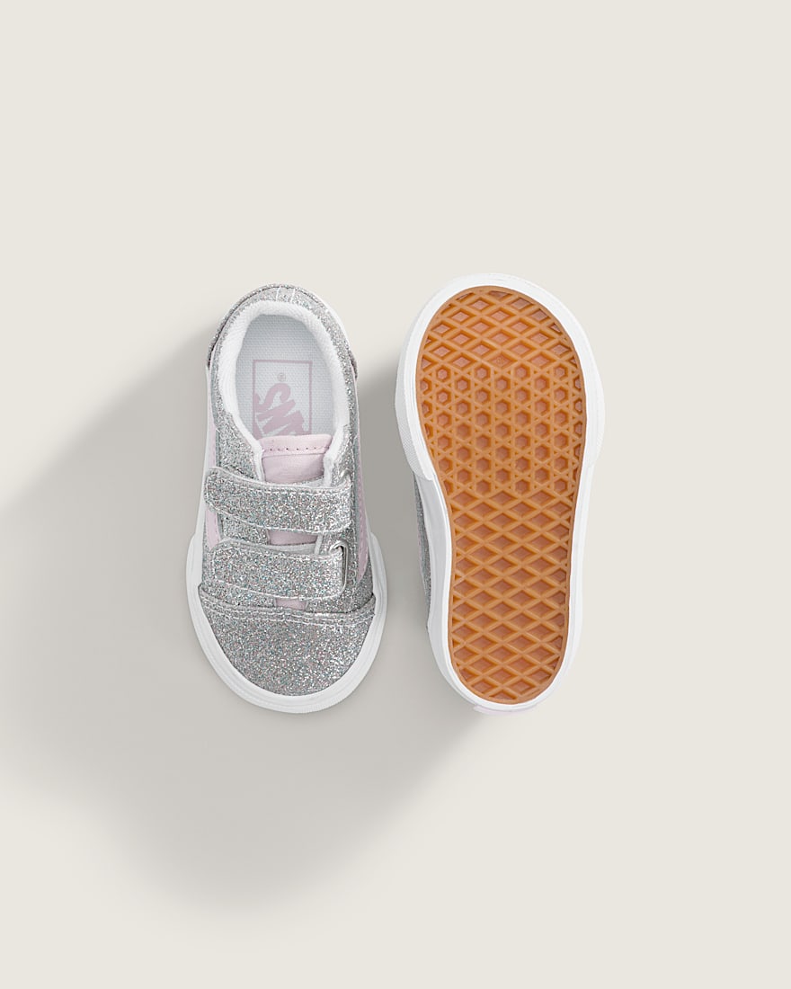 Toddler Old Skool V Shoe VANS Glitter Silver Pale Petal ALT2