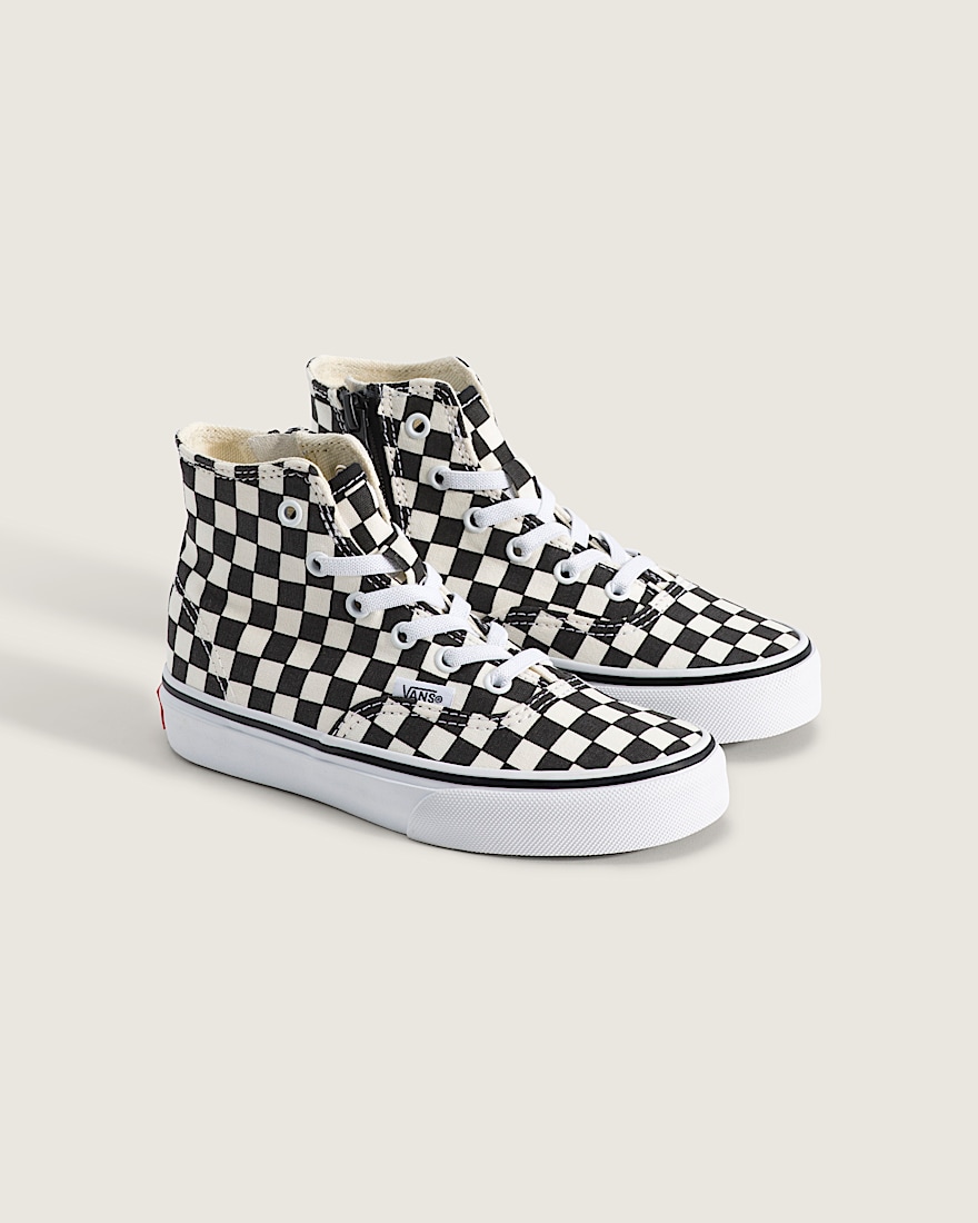 Little Kids Authentic Hi 20 Zip Shoe VANS Checkerboard Black  True White ALT1