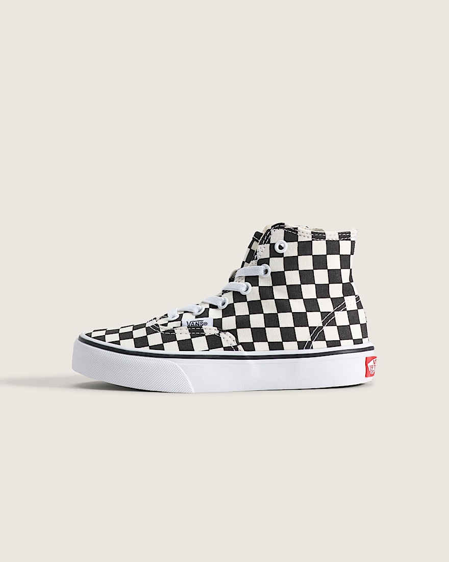 Little Kids Authentic Hi 20 Zip Shoe VANS Checkerboard Black  True White HERO