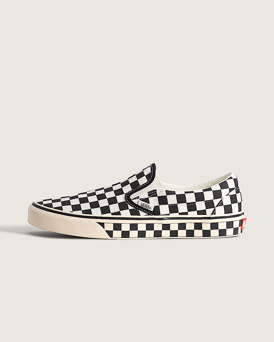 Classic SlipOn Checkerboard Shoe VANS Checkerboard Black  Marshmallow White HERO