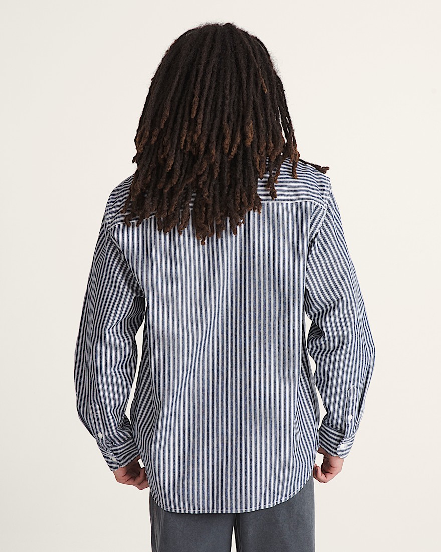 Lawson Stripe Long Sleeve Shirt VANS Parisian Night Blue ALT3