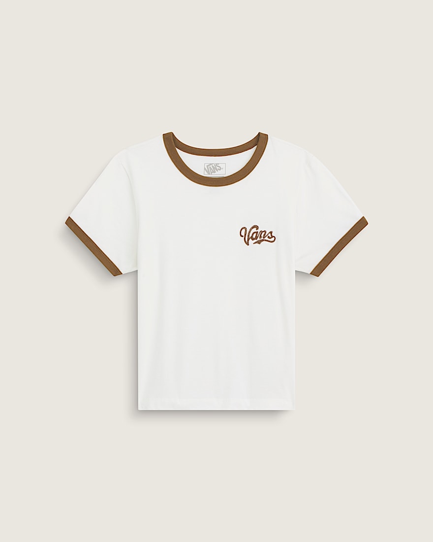 Lefty Script Ringer TShirt VANS Marshmallow White HERO