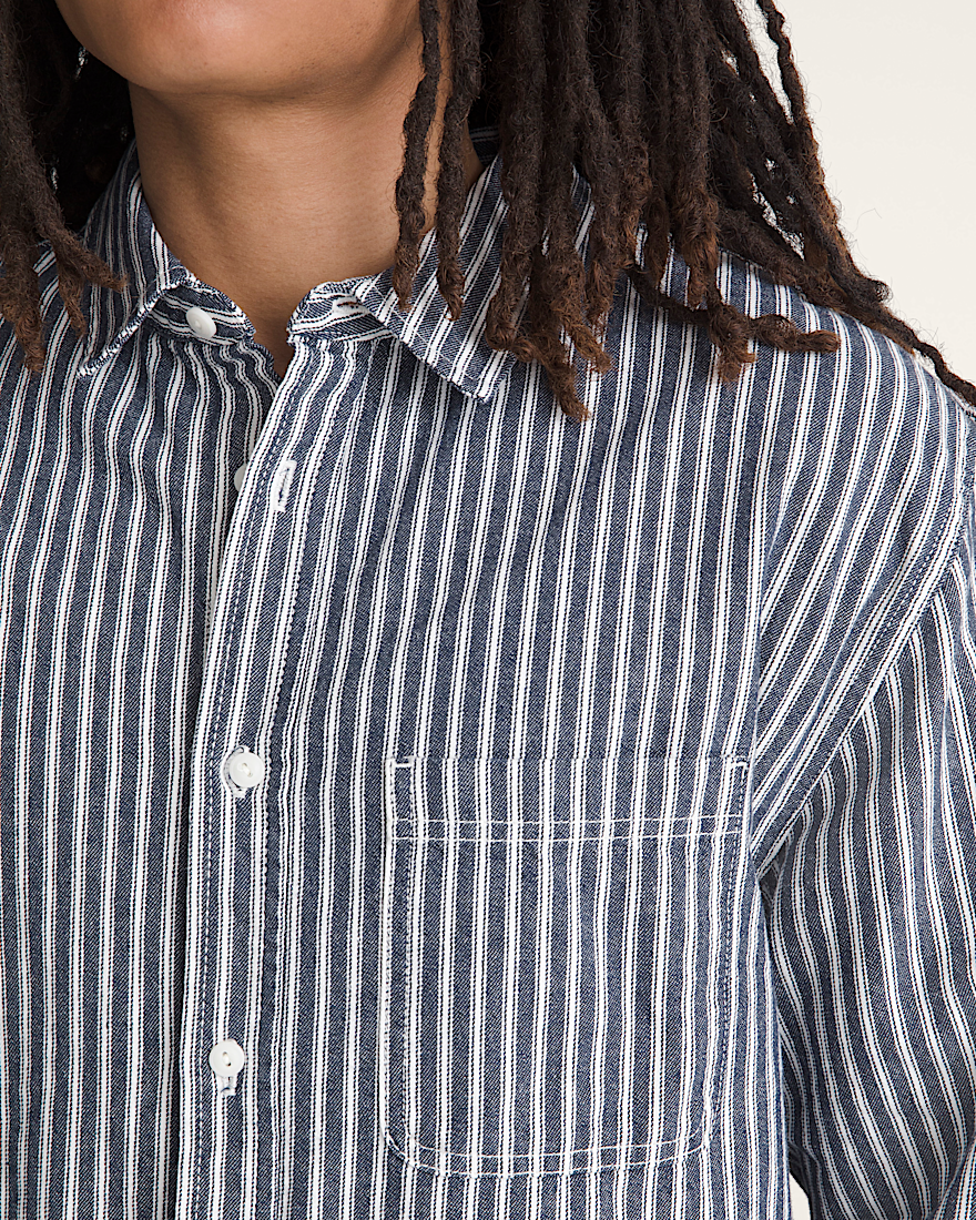 Lawson Stripe Long Sleeve Shirt VANS Parisian Night Blue ALT4
