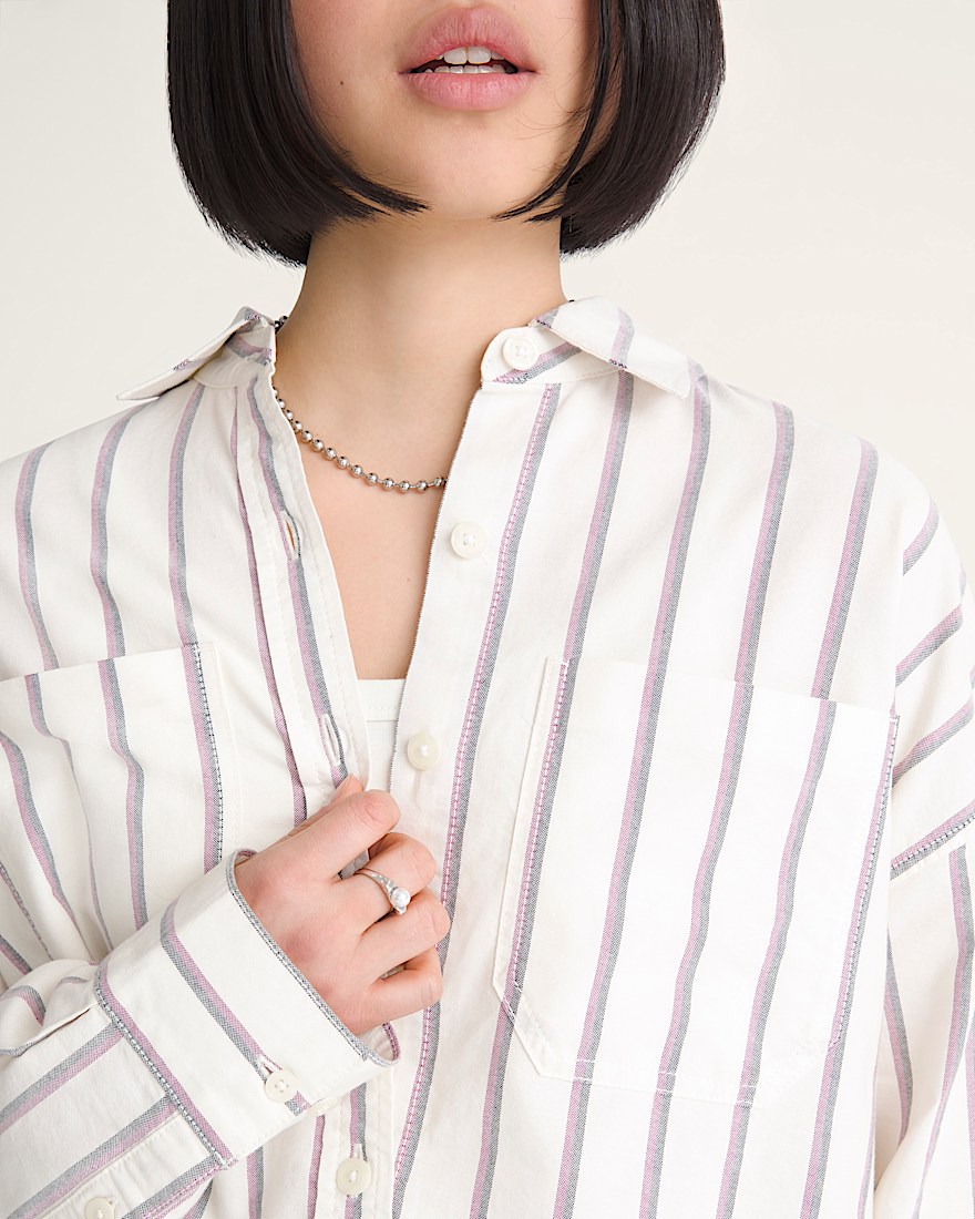 Long Sleeve Boxy Oxford Shirt VANS Egret White ALT4