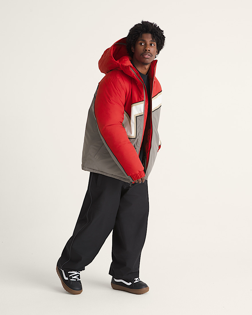 90s Big Block Hooded Puffer Jacket VANS Racing Red ALT4