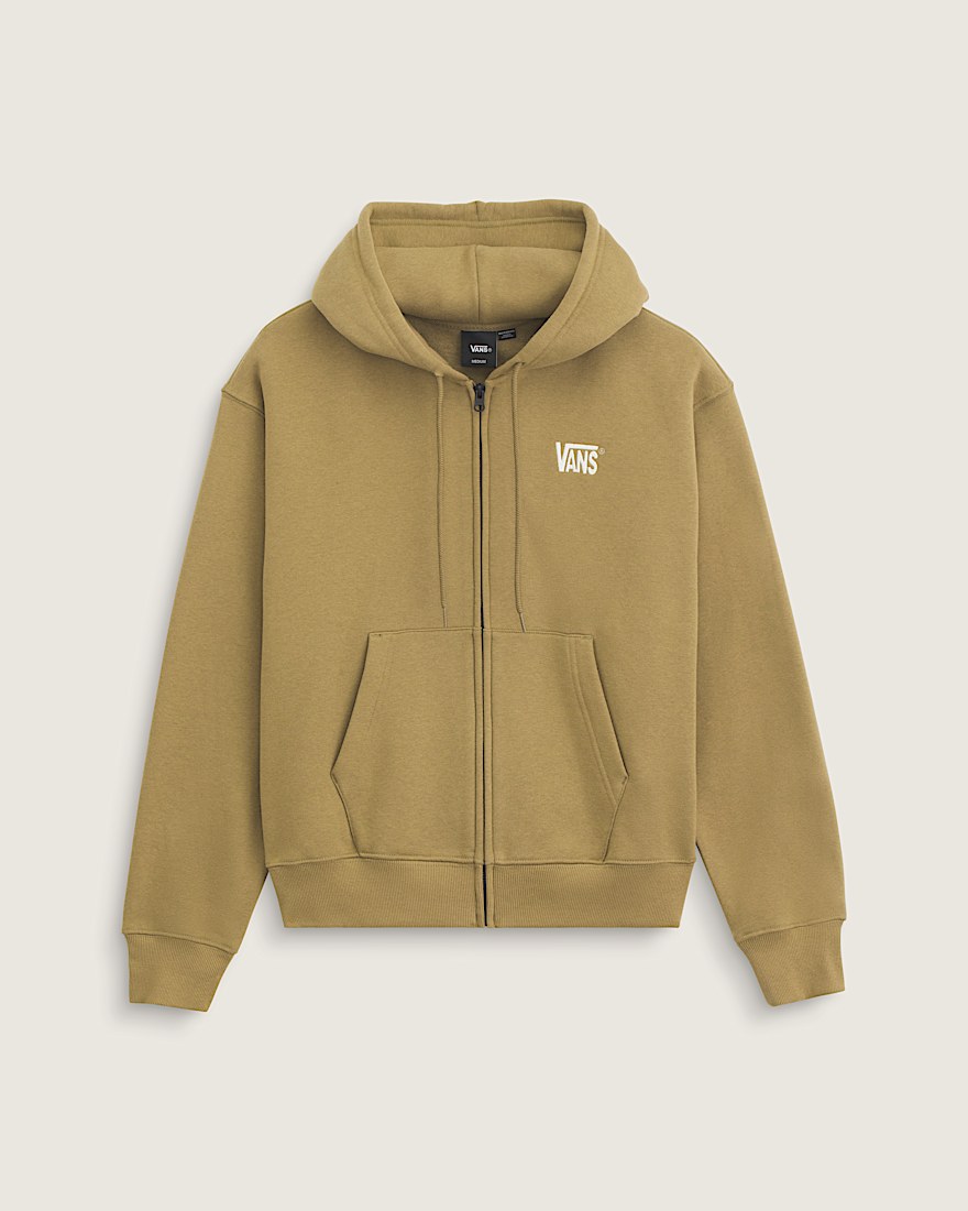 Stretch Logo Zip Hoodie VANS Olive Brown HERO