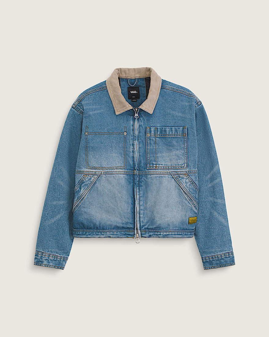 Nicola Cropped Chore Denim Jacket VANS Distressed Stone HERO