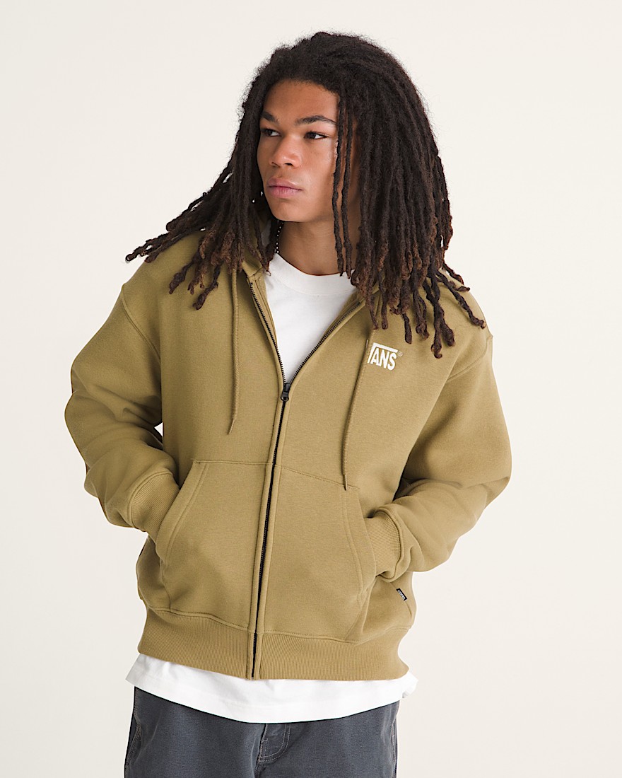 Stretch Logo Zip Hoodie VANS Olive Brown ALT2