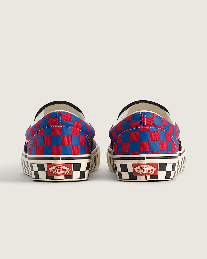 Classic SlipOn Checkerboard Shoe VANS Checkerboard Red  Blue ALT3