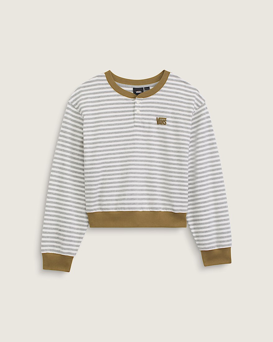 Molly Long Sleeve Henley VANS Marshmallow White  Cement Heather Grey HERO