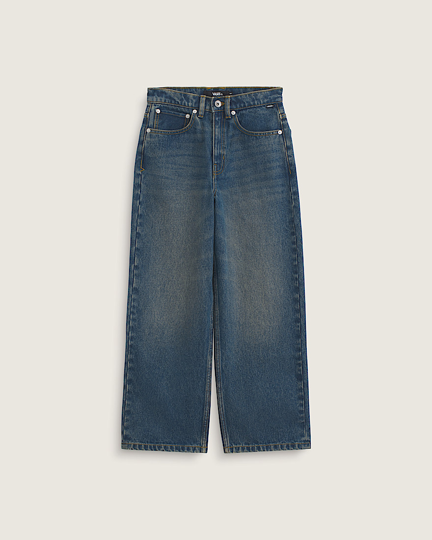 Kids Check5 Baggy Denim Pants VANS Dirty Medium Indigo HERO
