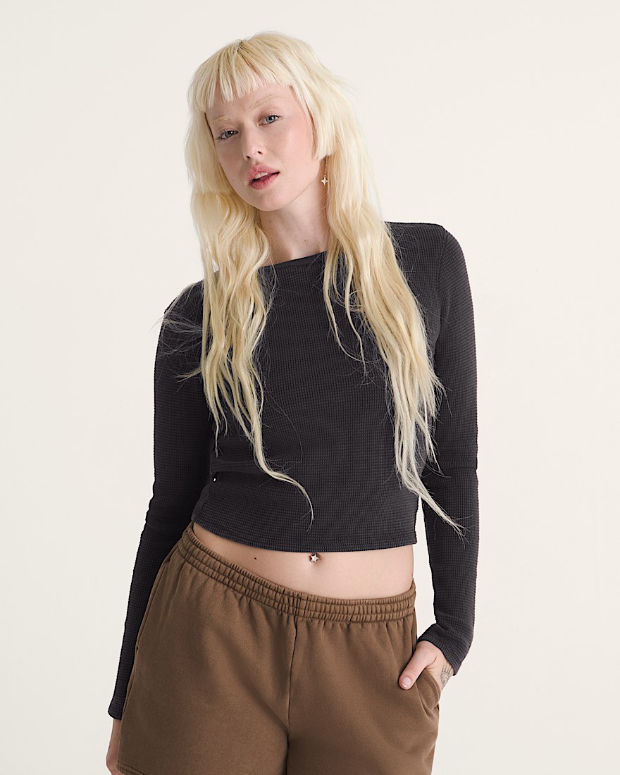 Teri Waffle Long Sleeve Shirt VANS Black ALT2