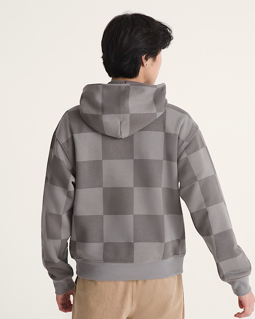 Stretch Logo Checkerboard Pullover Hoodie VANS Pewter ALT3