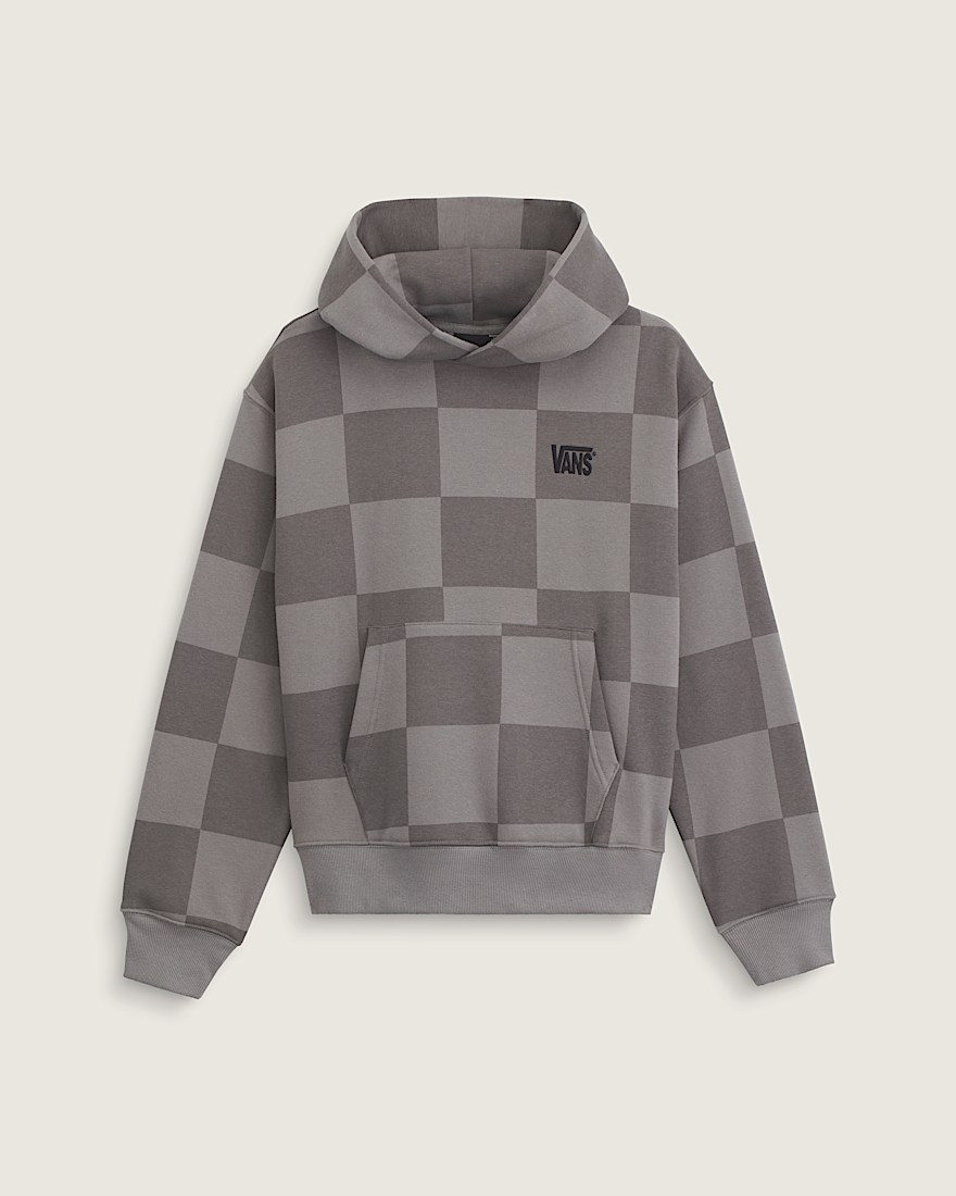 Stretch Logo Checkerboard Pullover Hoodie VANS Pewter HERO