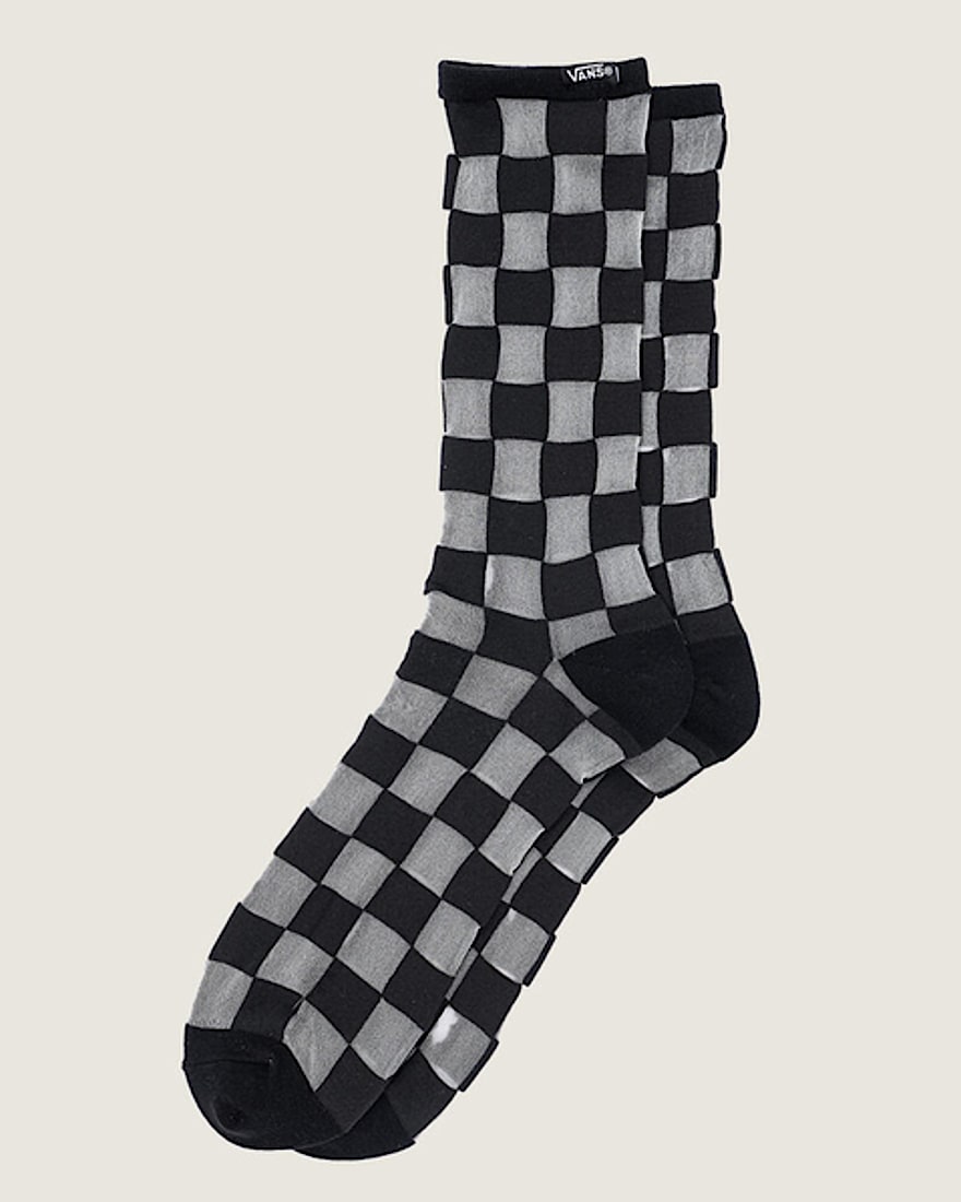Checkerboard Hazy Sheer Crew Socks VANS Black  White HERO