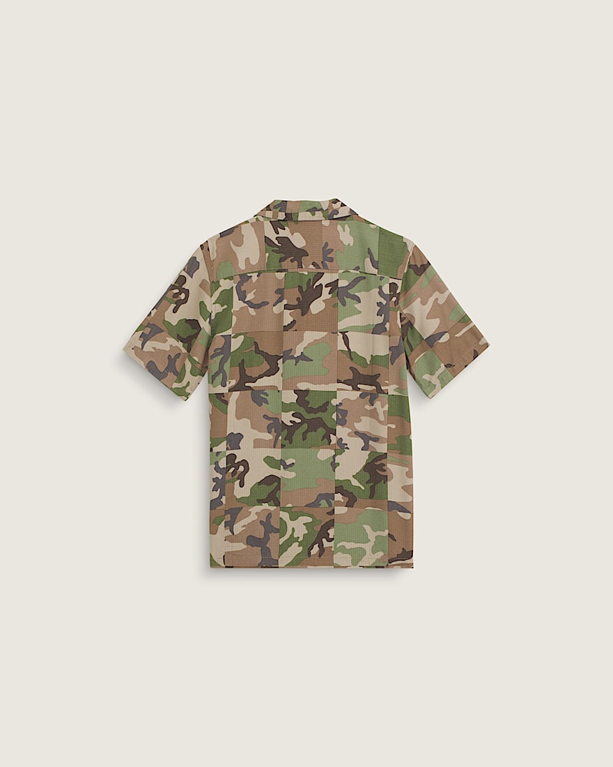 Kids Checkerboard Camp Shirt VANS Aluminum Camo ALT1