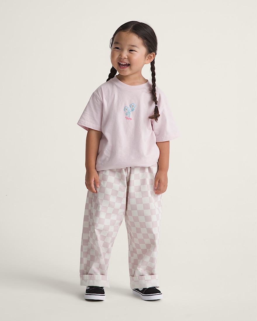 Little Kids Lili Elastic Waist Checkerboard Pant VANS Pale Petal Pink  Marshmallow White ALT3