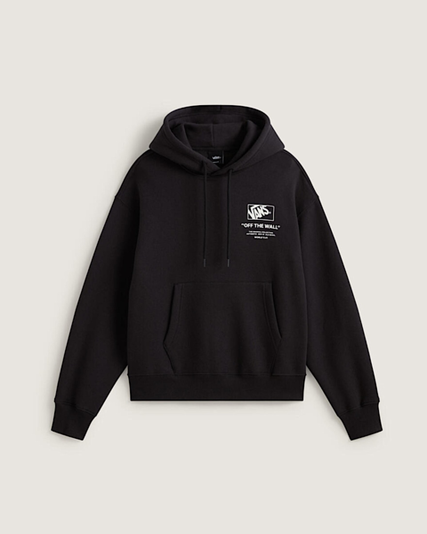 Stacked Hi Pullover Hoodie VANS Black White HERO